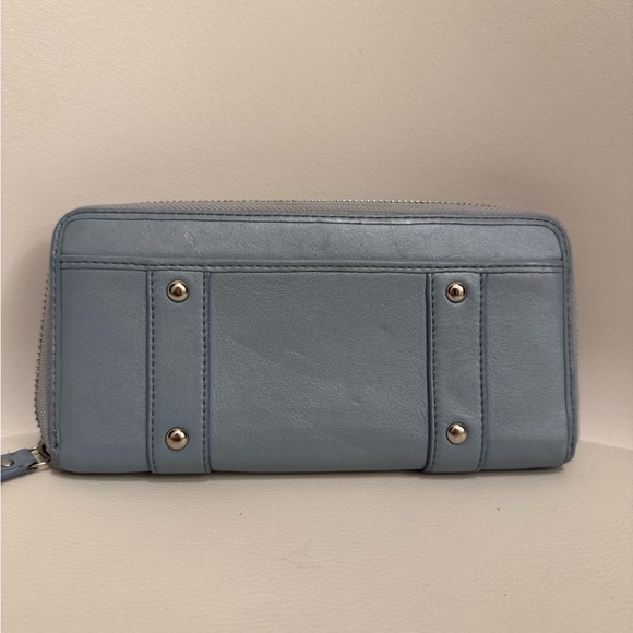 Coach Light Blue Zoe Leather Zippered Accordion Wallet - Picture 3 of 11
